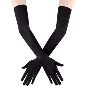 Gants Longs en Satin Noir pour Soirée - 21" de PIQIUQIU