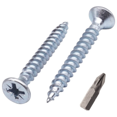 Lot de 100 vis à bois en acier zingué - Tête fraisée Pozidriv - 5,0 x 35 mm