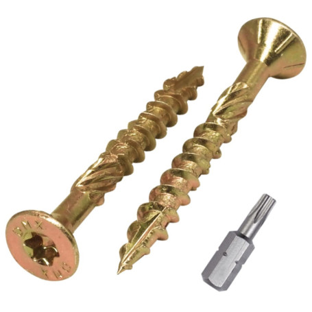 SKIR'CO Vis à bois universelles en acier zingué - 80 pièces, 5,0 x 45 mm