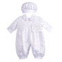 Barboteuse Satinée pour Baptême Bébé Fille Garçon avec Gilet et Bonnet - Blanc 12-18 Mois
