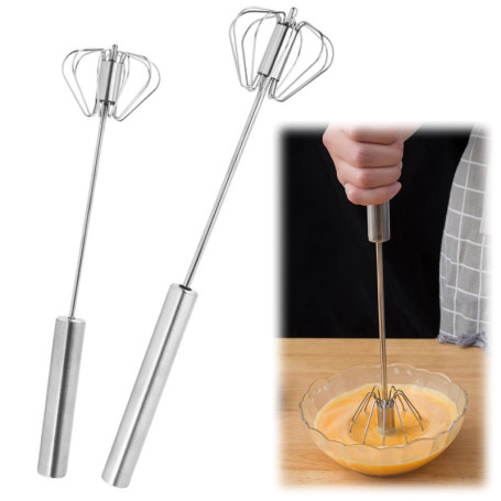 Ensemble de 2 Fouets à Oeufs en Acier Inoxydable - Batteurs Semi-Automatiques