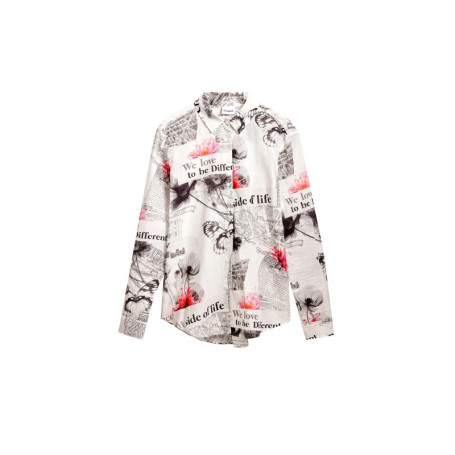 Chemise à Manches Longues Femme Desigual en Coton Blanc - Taille M