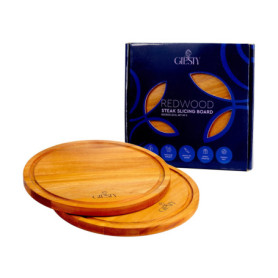 Giesty Planche de Service en Bois d'Acajou - Set de 2 Pièces Ronde Ø 30cm