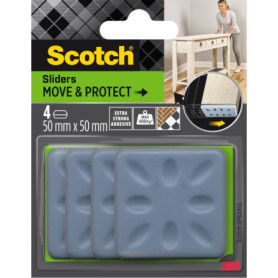 Patins Glisseurs Adhésifs Scotch Move & Protect - 4 Pièces 50x50mm