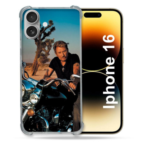 Coque Renforcée Multicolore pour Apple iPhone 16 - Protection Optimale Johnny Hallyday