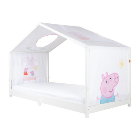Housse de Lit Cabane Peppa Pig 90 x 200 cm - Accessoire Montessori avec Poches de Rangement