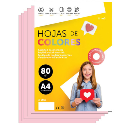 Papier A4 Couleur Rose Clair - 250 Feuilles 80g pour Imprimante