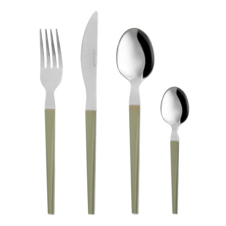Service de 24 couverts en acier inoxydable avec manches verts Diletta