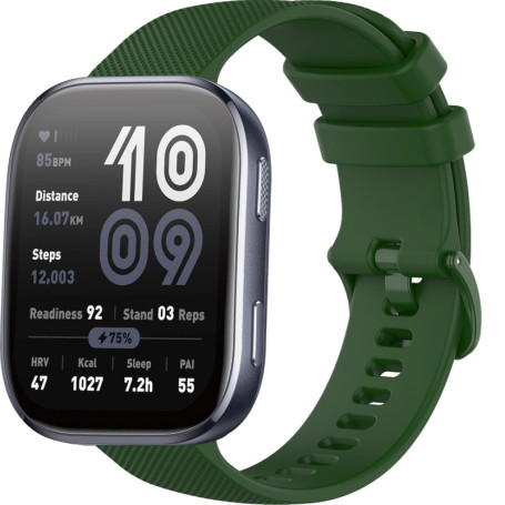 Bracelet en Silicone GIOPUEY pour Amazfit Bip 6 - Vert Foncé, Souple et Respirant