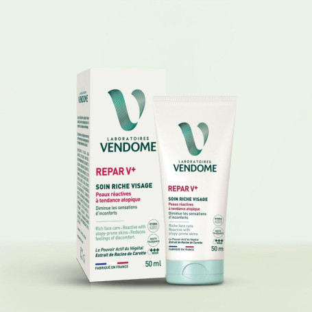 Crème Répar V+ Laboratoires Vendôme - Hydratation 48H pour Peaux Réactives - 50ml