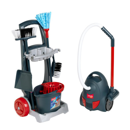 Aspirateur Vileda avec Chariot de Ménage - Set de Nettoyage 7 pièces pour Enfants