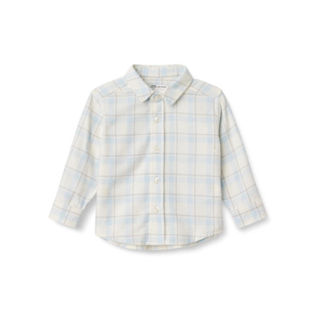 Chemise Boutonnée en Flanelle à Carreaux pour Bébé - Ivoire Bleu Lumière