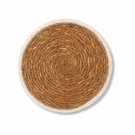 Dessous de Plat Rond en Jonc de Mer avec Bordure Blanche - 20 cm