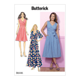 Patron de Couture Butterick 6446 E5 pour Robes Femme Multicolores