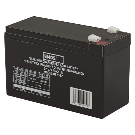 Batterie AGM 12V 9Ah EMOS - Accumulateur au Plomb Sans Entretien