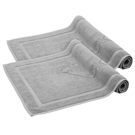Lot de 2 Tapis de Bain en Coton Absorbant - Gris Argenté 50x80 cm