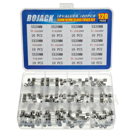 Kit de Fusibles BOJACK 120 pièces 5x20mm 250V - Assortiment Complet