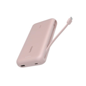 Batterie Externe Belkin 20K avec Câble Intégré - Chargeur Portable Rose 30W