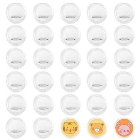 Pack de 30 Badges Ronds Personnalisables en Acrylique Transparent