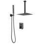 Ensemble de Douche VEVOR Noir Mat avec Pommeau Carré et Douchette à Main