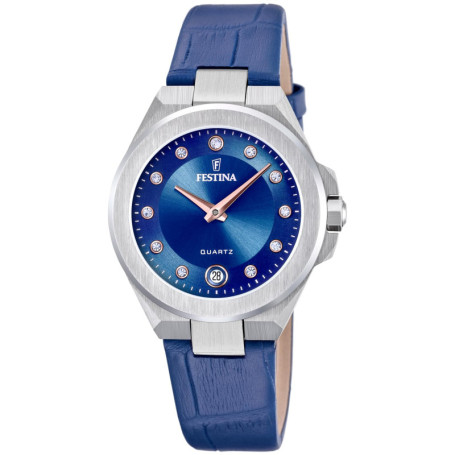 Montre Femme Festina Cuir Bleu Élégante et Classique - F20701/4