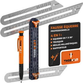 Thorvald Fausse Équerre 4 en 1 avec Crayon et Règles Inox