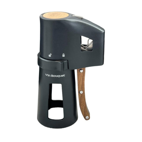 Tire-bouchon à Champagne Noir avec Poignée en Bois - VB VIN BOUQUET