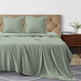 Parure de Lit Pizuna 90x200 cm en Coton Sauge - Ensemble Complet