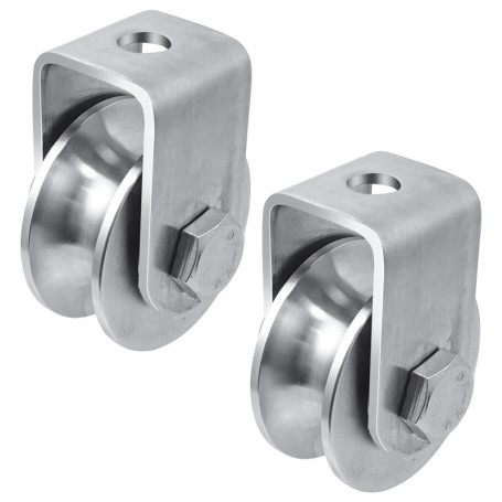 Set de 2 Poulies en Acier Inoxydable pour Levage - 48mm, Capacité 200kg