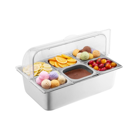 Saladette Réfrigérée VEVOR avec 6 Plateaux en Acier Inoxydable et Couvercle Transparent