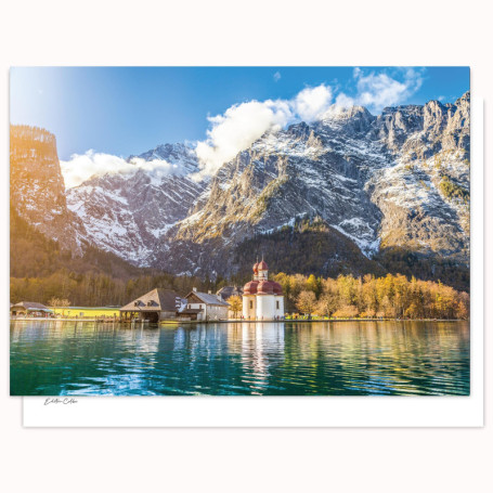Lot de 10 cartes postales A6 - Paysage de montagne avec église