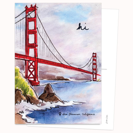 Lot de 10 cartes postales Aquarelle Golden Gate - Edition Colibri