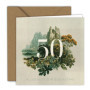 Carte d'Anniversaire Graphique avec Fleurs - 15x15 cm avec Enveloppe Kraft