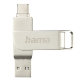 Clé USB Hama C-Rotate Pro 32 Go - Vitesse 70 Mo/s, USB A & C, Argentée
