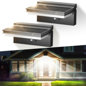 Lot de 2 Lampes Solaires Extérieures avec Détecteur de Mouvement - 1500 LM Étanches