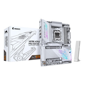 GIGABYTE X870E AORUS Pro X3D Ice Carte Mère – Prend en Charge Les processeurs AMD Ryzen 9000, VRM numérique 18+2+2 Phases, Jusqu