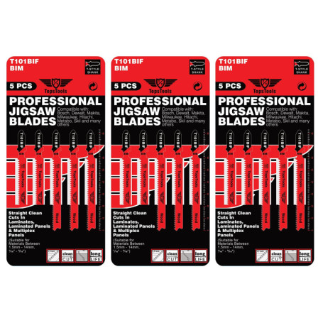 Pack de 15 Lames de Scie Sauteuse T101BIF pour Stratifié - TopsTools