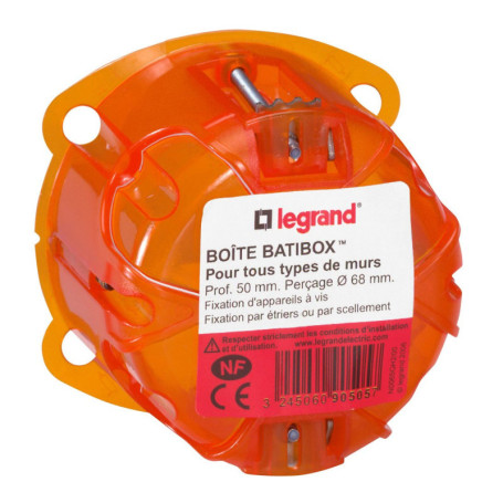 Boîte d'Encastrement Legrand Batibox Multimatériaux - Rigidité Renforcée - 1 Poste