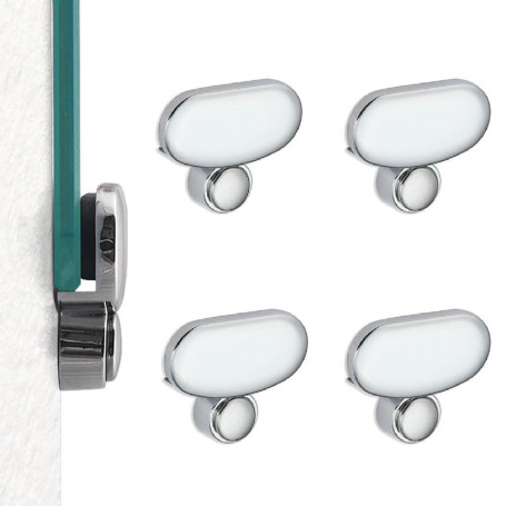 Support Miroir en Alliage de Zinc - 4 Pinces Ovale pour Montage Mural