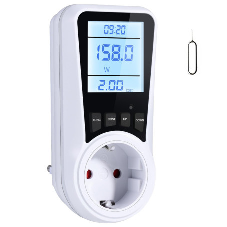 Vinabo Compteur de Consommation Électrique LCD 16A avec Protection Surcharge