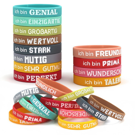 Lot de 24 Bracelets Motivants en Silicone pour Enfants - Idéal pour Anniversaires et Rentrée