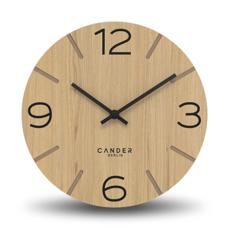 Horloge Murale Silencieuse Cander Berlin en Bois de Chêne 30 cm