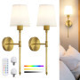 Applique Murale LED Dorée Rechargeable - Lot de 2 avec Télécommande