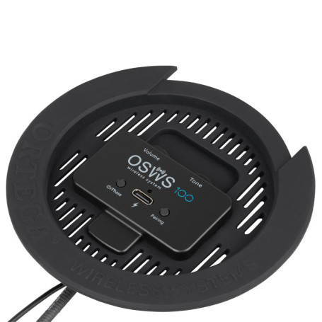 Système de Pickup Sans Fil Ortega pour Guitares Acoustiques - 100 mm - Rechargeable Noir