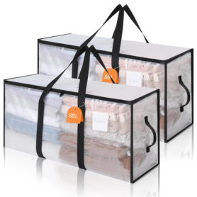 Lot de 2 Sacs de Déménagement AiQInu avec Couvercle Transparent et Poignées Renforcées