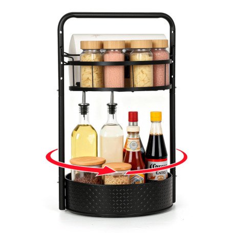 Étagère à Épices Rotative 360° avec Porte-Serviettes - VINATO