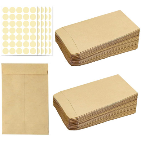 Lot de 150 mini sacs autocollants en papier pour graines et petits objets