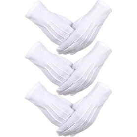 Gants de Coton et Nylon Blancs - 3 Paires pour Événements Spéciaux