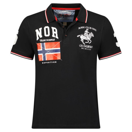 Polo Classique Homme Geographical Norway - Coton Manches Courtes Noir