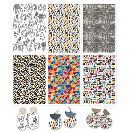 OTCRAFT Lot de 12 Feuilles de Transfert en Argile Polymère pour Créations Artisanales